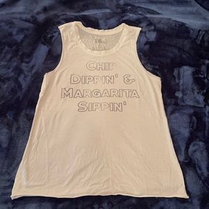 Doe & Rae White Graphic Summer Saying Muscle Tank